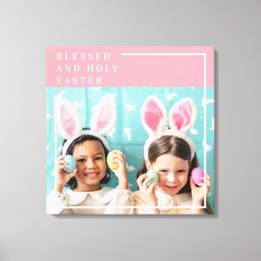 Modern Roze Happy Blessed | Fotocadeau Canvas Afdruk (Voorkant)