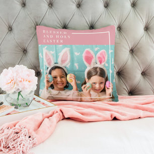 Modern Roze Happy Blessed   Fotocadeau Kussen