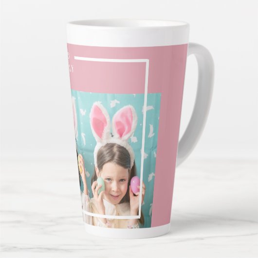 Modern Roze Happy Blessed | Fotocadeau Latte Mok (Rechterhoek)
