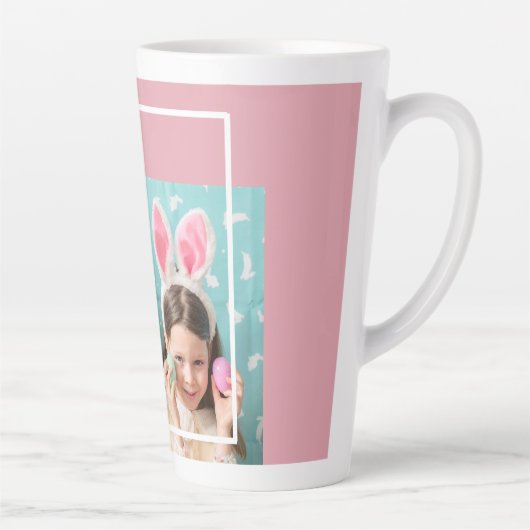 Modern Roze Happy Blessed | Fotocadeau Latte Mok (Rechts)