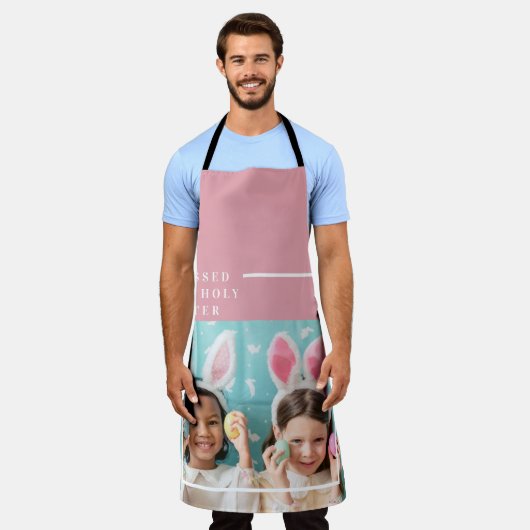 Modern Roze Happy Blessed | Fotocadeau Schort (Gedragen)