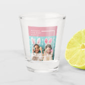 Modern Roze Happy Blessed | Fotocadeau Shot Glas (Voorkant)