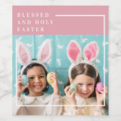 Modern Roze Happy Blessed | Fotocadeau Wijn Etiket (Enkel label)