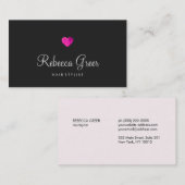 Modern roze hardehaarlijst zwart visitekaartje (Voorkant / Achterkant)