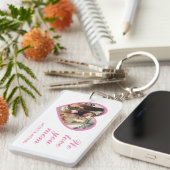 Modern Roze Hart Één Fotonaam Moederdag Sleutelhanger (Voorkant Rechts)