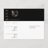 Modern Roze Hart met Bloemen-RSVP-Huwelijk- Briefkaart (Achterkant)