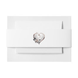 Modern Roze Hart met Bloemen-Wedding- Uitnodigingen Wikkel