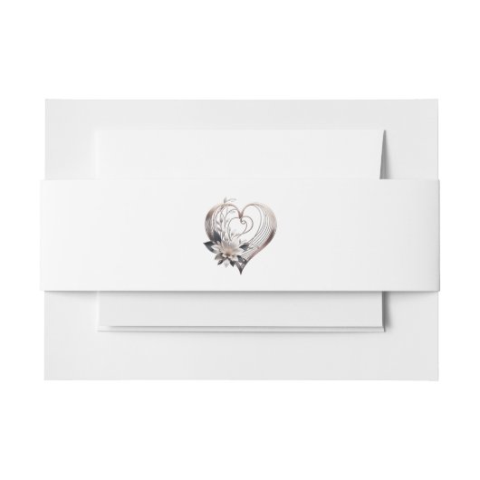 Modern Roze Hart met Bloemen-Wedding- Uitnodigingen Wikkel (Voorkant Voorbeeld)