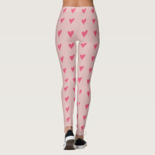 Modern roze hart met wit Stippen patroon Leggings