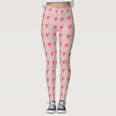 Modern roze hart met wit Stippen patroon Leggings (Voorkant)