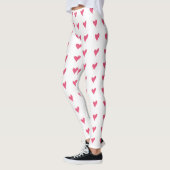 Modern roze hart met wit Stippen patroon Leggings (Links)