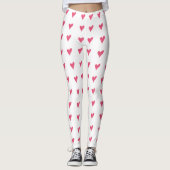 Modern roze hart met wit Stippen patroon Leggings (Voorkant)