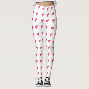 Modern roze hart met wit Stippen patroon Leggings