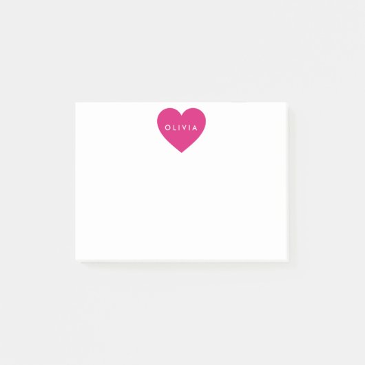 Modern roze hart op maat post-it® notes (Voorkant)