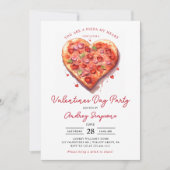 Modern Roze Hart Pizza Valentijnse feestje Kaart (Voorkant)