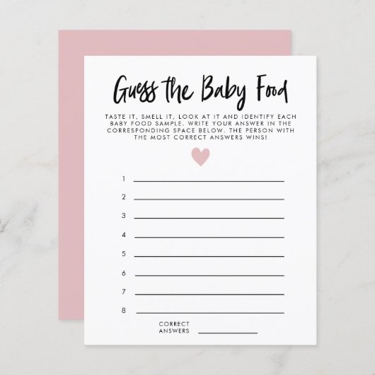 Modern Roze hart raadt het Baby-schoenenspel (Voorkant / Achterkant)