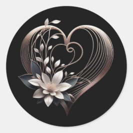 Modern roze hart ronde sticker