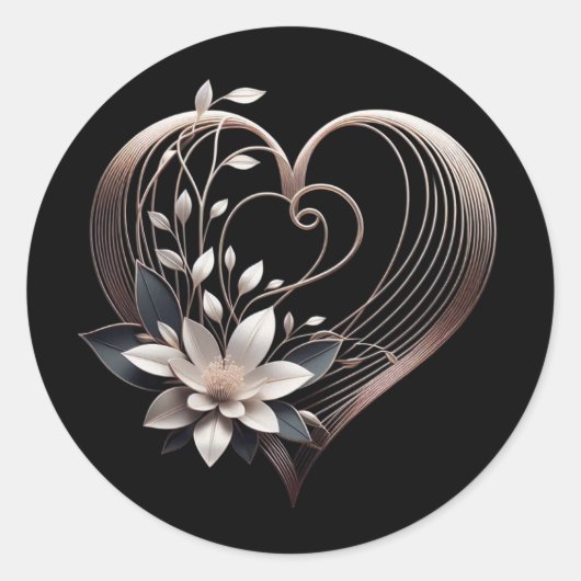 Modern roze hart ronde sticker (Voorkant)