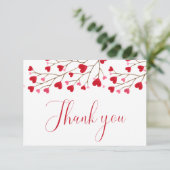 Modern Roze Harten Baby shower Bedankkaart (Staand voorkant)