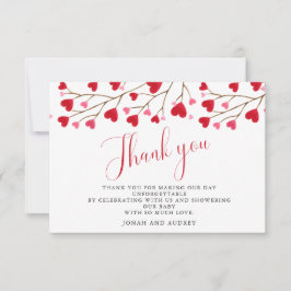 Modern Roze Harten Baby shower Bedankkaart