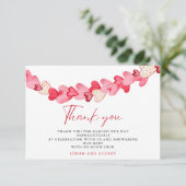 Modern Roze Harten Baby shower Bedankkaart (Staand voorkant)