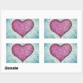 Modern roze hartenpointillisme rechthoekige sticker (Vel)