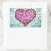 Modern roze hartenpointillisme rechthoekige sticker (Tas)