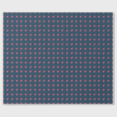 Modern roze hartritme op donkerblauw cadeaupapier (Vlak)