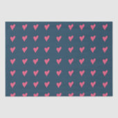 Modern roze hartritme op donkerblauw tissuepapier (Voorkant)
