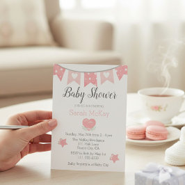 Modern Roze Heart Baby Girl Baby shower