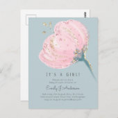 Modern roze heeft een meisje Baby shower Briefkaart (Voorkant / Achterkant)