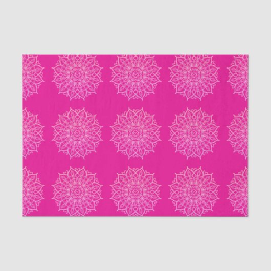 Modern Roze Heldere Mandala Art Decoupage Gift Wra Tissuepapier (Voorkant)
