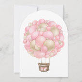 Modern Roze Hete Luchtballon Baby shower Kaart (Achterkant)