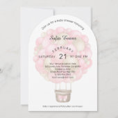 Modern Roze Hete Luchtballon Baby shower Kaart (Voorkant)