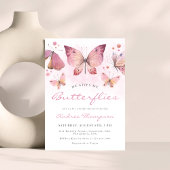 Modern roze Hij geeft me vlinders Vrijgezellenfees Kaart