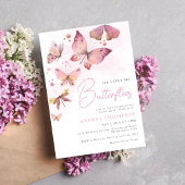 Modern roze Hij geeft me vlinders Vrijgezellenfees Kaart