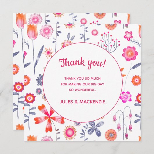 Modern roze hoes bedankt! bedankkaart (Voorkant / Achterkant)