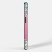 Modern roze holografische faux glitter monogram Case-Mate iPhone case (Achterkant / Rechts)