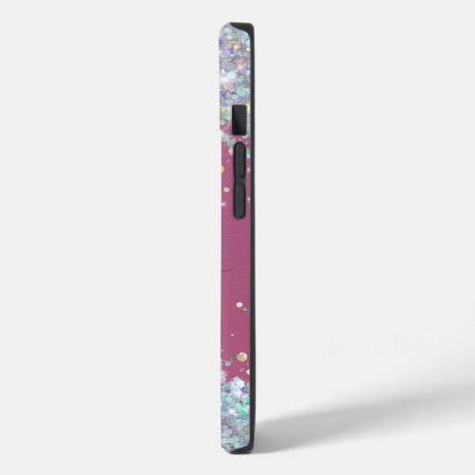 Modern roze holografische faux glitter monogram Case-Mate iPhone case (Achterkant / Links)