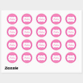 Modern Roze Hot Stripe Princess Seal Sticker naam (Vel)