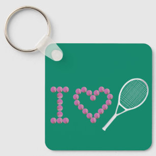 Modern Roze I Love Tennis Green Sleutelhanger