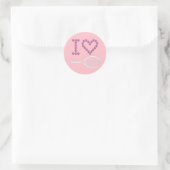 Modern Roze I Love Tennis Ronde Sticker (Tas)