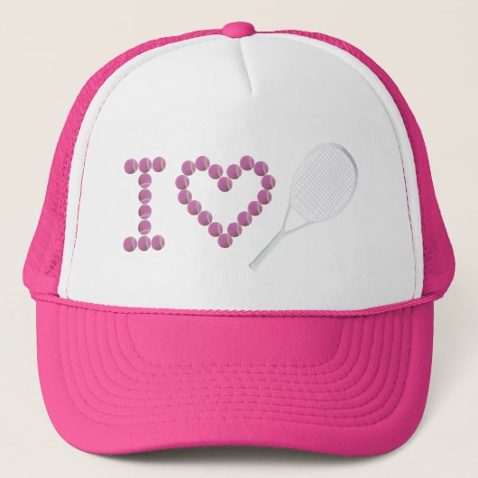 Modern Roze I Love Tennis Trucker Pet (Voorkant)