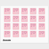 Modern Roze I Love Tennis Vierkante Sticker (Vel)