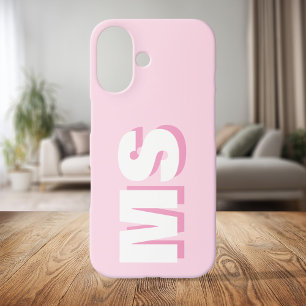 Modern Roze Initiaal Monogram iPhone 16 Hoesje