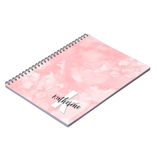 Modern Roze Initiaal Monogram Notitieboek (Linkerzijde)