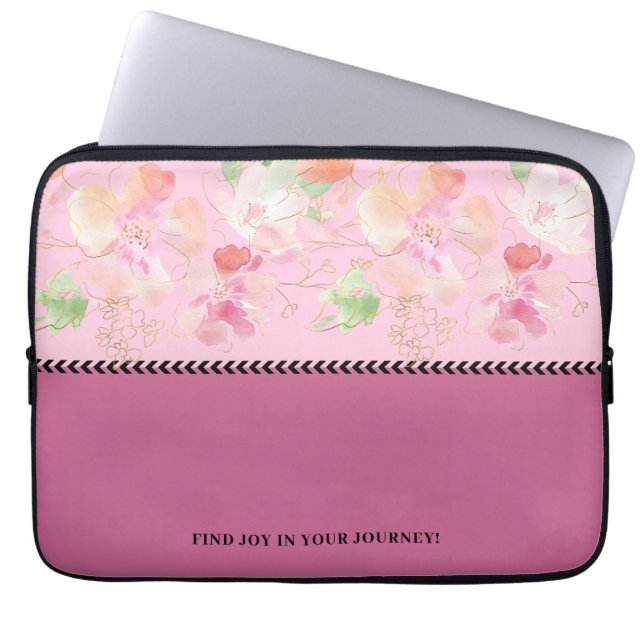 Modern Roze Inspirerend quote Laptop Sleeve (Voorkant)