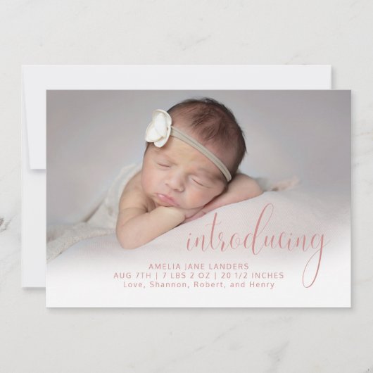 Modern Roze introduceert foto's met een eenvoudige Aankondiging (Voorkant)