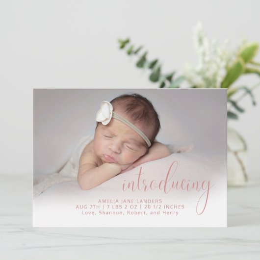 Modern Roze introduceert foto's met een eenvoudige Aankondiging (Staand voorkant)