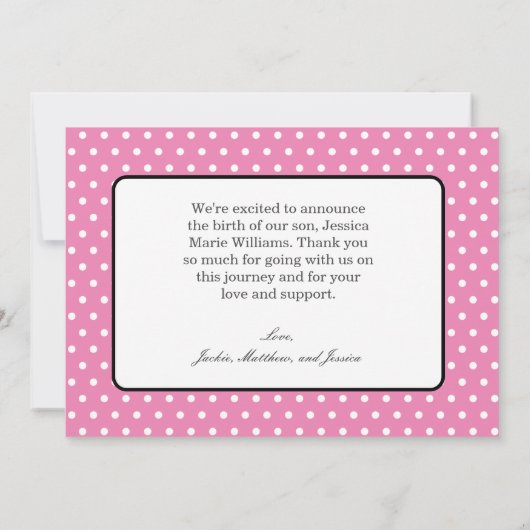 Modern Roze is een meisje! Baby Geboorteaankondigi Aankondiging (Achterkant)